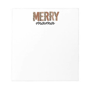 "Merry Mama" Modern Color Block Leopard Boho Notepad