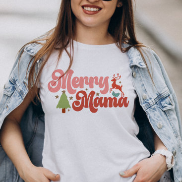 Merry Mama Retro Groovy Christmas Holidays T-Shirt