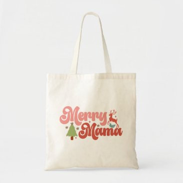 Merry Mama Retro Groovy Christmas Holidays Tote Bag