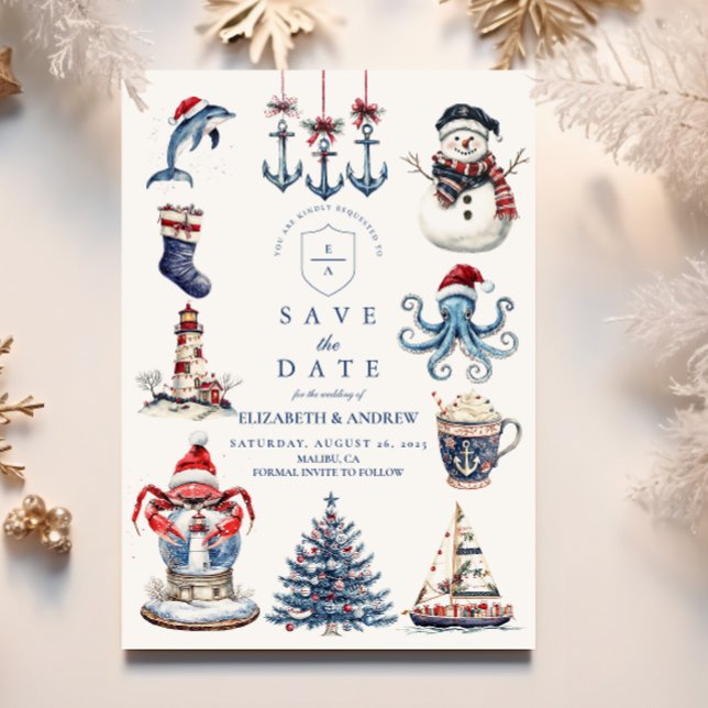 Merry Maritime Christmas Wedding Save The Date (Creator Uploaded)