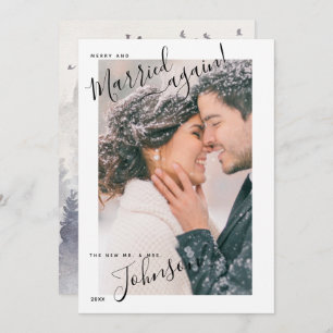 Merry & Married Again Script Name Photo Christmas Holiday Card