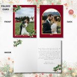 Merry & Married Burgundy 2 Photo Folded Christmas Holiday Card<br><div class="desc">Romantic Elegant Merry & Married Mistletoe Holly Berries Burgundy Red and Golden Yellow 2 Photo Folded Christmas Holiday Card - Merry and Married! This card is perfect for newlyweds sending their first Christmas wishes to family and friends as Mr and Mrs. Celebrate the season with a holiday card that embodies...</div>