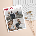 Merry & Married Christmas Newlyweds Photo Collage Holiday Postcard<br><div class="desc">Merry & Married: Share Your Love with Minimalist Christmas Postcards Celebrate the season of love and togetherness with our 'Merry & Married' Minimalist Christmas Postcards. Designed to capture the essence of your first Christmas as a married couple, these postcards showcase not one, but three cherished photos of the newlyweds. With...</div>