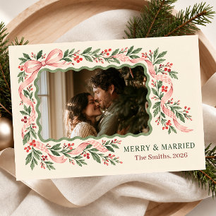 Merry & Married Christmas Photo Holiday Card