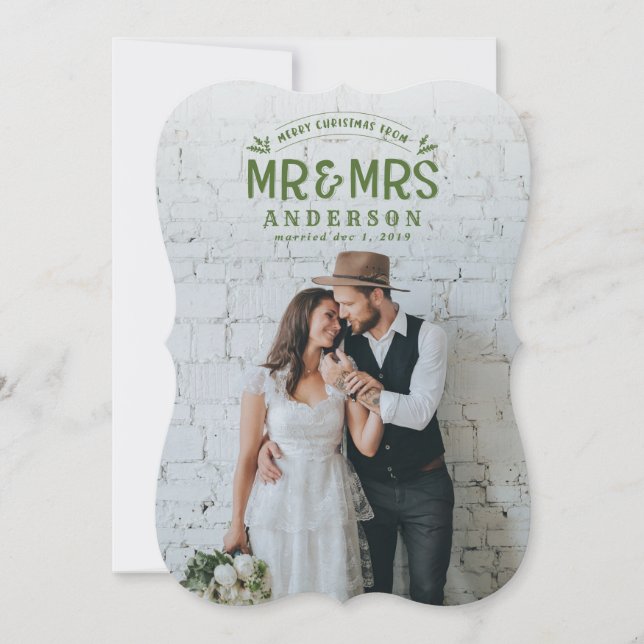 Merry & married christmas wedding photo card (Front)