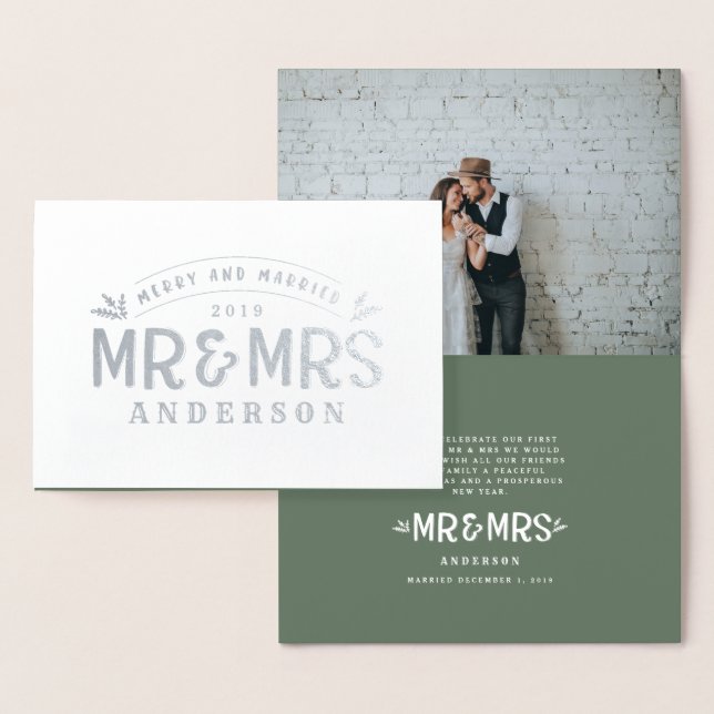 Merry & married christmas wedding photo card (Display)