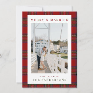 Merry & Married Classic Tartan Holiday Card