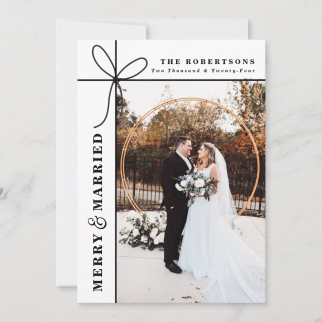 Merry & Married Double Sided Picture Thank You Invitation (Front)