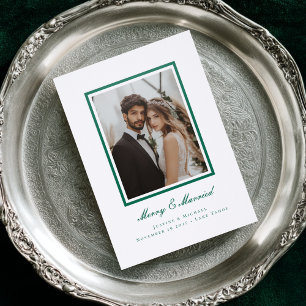 Merry Married Elegant Calligraphy Wedding Letterpress Photo Cards