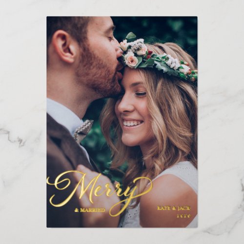 Merry & Married Elegant Gold Newlywed Holiday