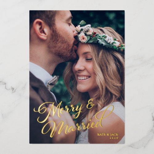 Merry & Married Elegant Gold Newlywed Holiday