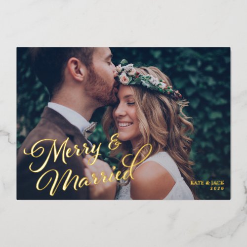 Merry & Married Elegant Gold Newlywed Holiday