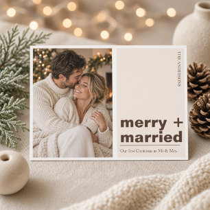 Merry + Married First Christmas Couple Photo Card