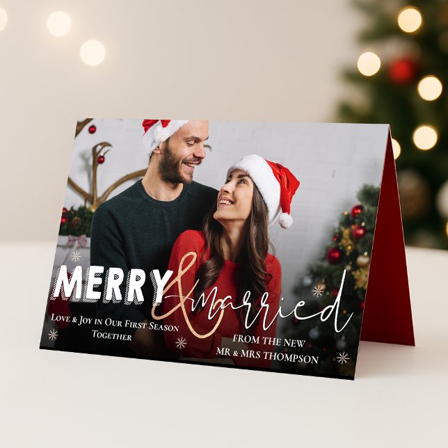 Merry & Married First Christmas Photo Holiday Card (Merry & Married First Christmas Photo Holiday Card)