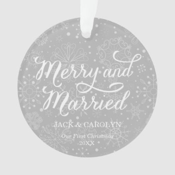 Merry & Married First Christmas Photo Ornament by BanterandCharm at Zazzle