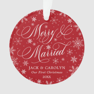 Merry & Married First Christmas Photo Ornament