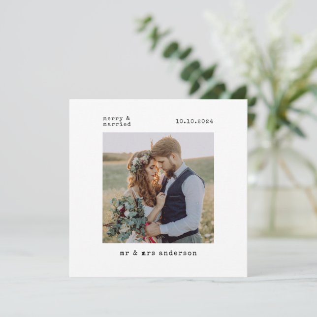 Merry & Married First Christmas Wedding Photo Holiday Card (Standing Front)