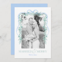 Merry & Married Grandmillenial Blue Christmas Card