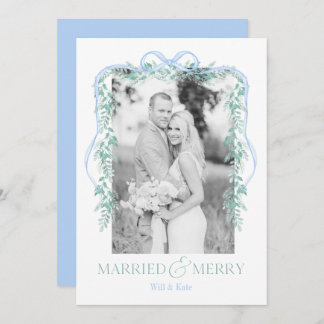 Merry & Married Grandmillenial Blue Christmas Card