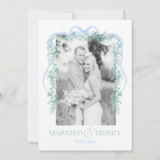Merry & Married Grandmillenial Blue Christmas Card