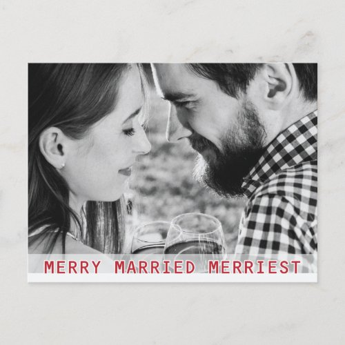 Merry Married Merriest 1st Christmas Photo Holiday Postcard
