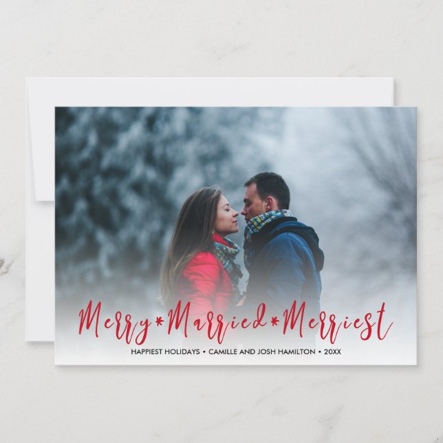 Merry, Married, Merriest Christmas Holiday Photo (Front)