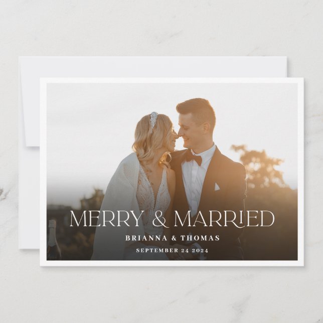 Merry & Married | Modern Stylish Photo 2024 Holiday Card (Front)
