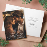 Merry & Married Newly Weds First Christmas Photo  Holiday Card<br><div class="desc">Elegant and romantic swirly calligraphy lettering with a photo and custom text inside. For more advanced customization of this design,  please click the BLUE DESIGN TOOL BUTTON above!</div>