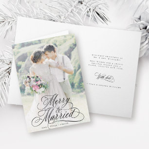Merry & Married Newly Weds First Christmas Photo Holiday Card