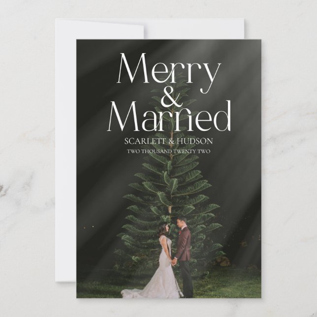 Merry & Married Newlywed Christmas Card (Front)