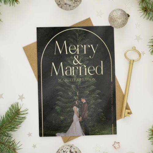 Merry  Married Newlywed Christmas Card