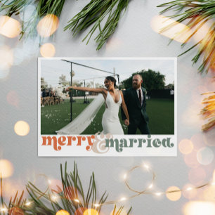 Merry & Married Newlywed Photo Christmas Holiday Card