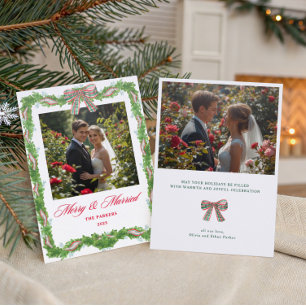 Merry & Married Newlyweds Christmas Letterpress Photo Cards