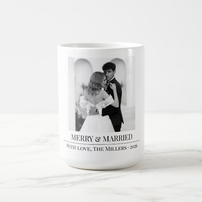 Merry & Married - Personalized Newlywed Christmas  Coffee Mug (Center)