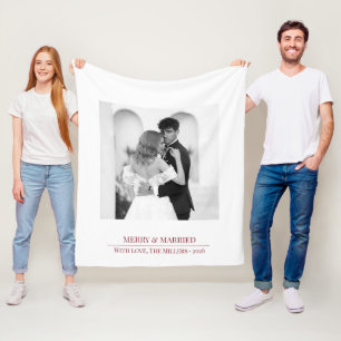 Merry & Married - Personalized Newlywed Christmas Fleece Blanket