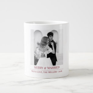 Merry & Married - Personalized Newlywed Christmas  Giant Coffee Mug