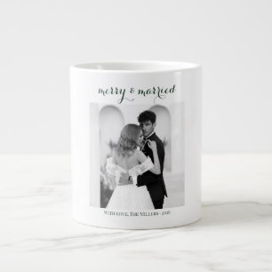 Merry & Married - Personalized Newlywed Christmas  Giant Coffee Mug