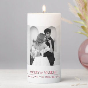 Merry & Married - Personalized Newlywed Christmas  Pillar Candle