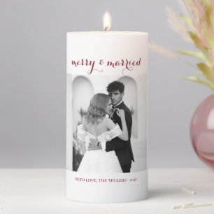 Merry & Married - Personalized Newlywed Christmas  Pillar Candle
