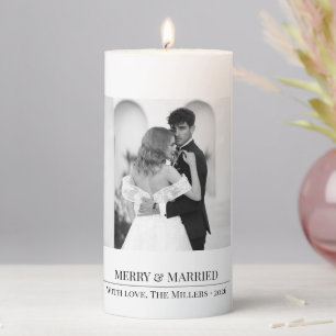 Merry & Married - Personalized Newlywed Christmas  Pillar Candle