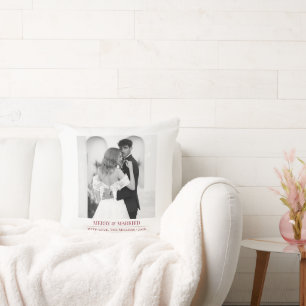 Merry & Married - Personalized Newlywed Christmas  Throw Pillow