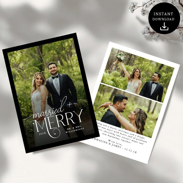 Merry & Married Photo Newlyweds Christmas Holiday Card (Creator Uploaded)