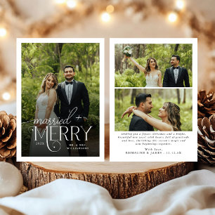 Merry & Married Photo Newlyweds Christmas Holiday Card