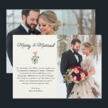 Merry & Married Photo Wedding Announcement Card<br><div class="desc">Celebrate your new chapter with the Merry & Married Custom 2 Photo Wedding Announcement Card! This elegant card features two of your favorite photos, along with a heartfelt message, perfect for sharing the joy of your special day with friends and family. The festive design, complete with a modern mistletoe illustration,...</div>