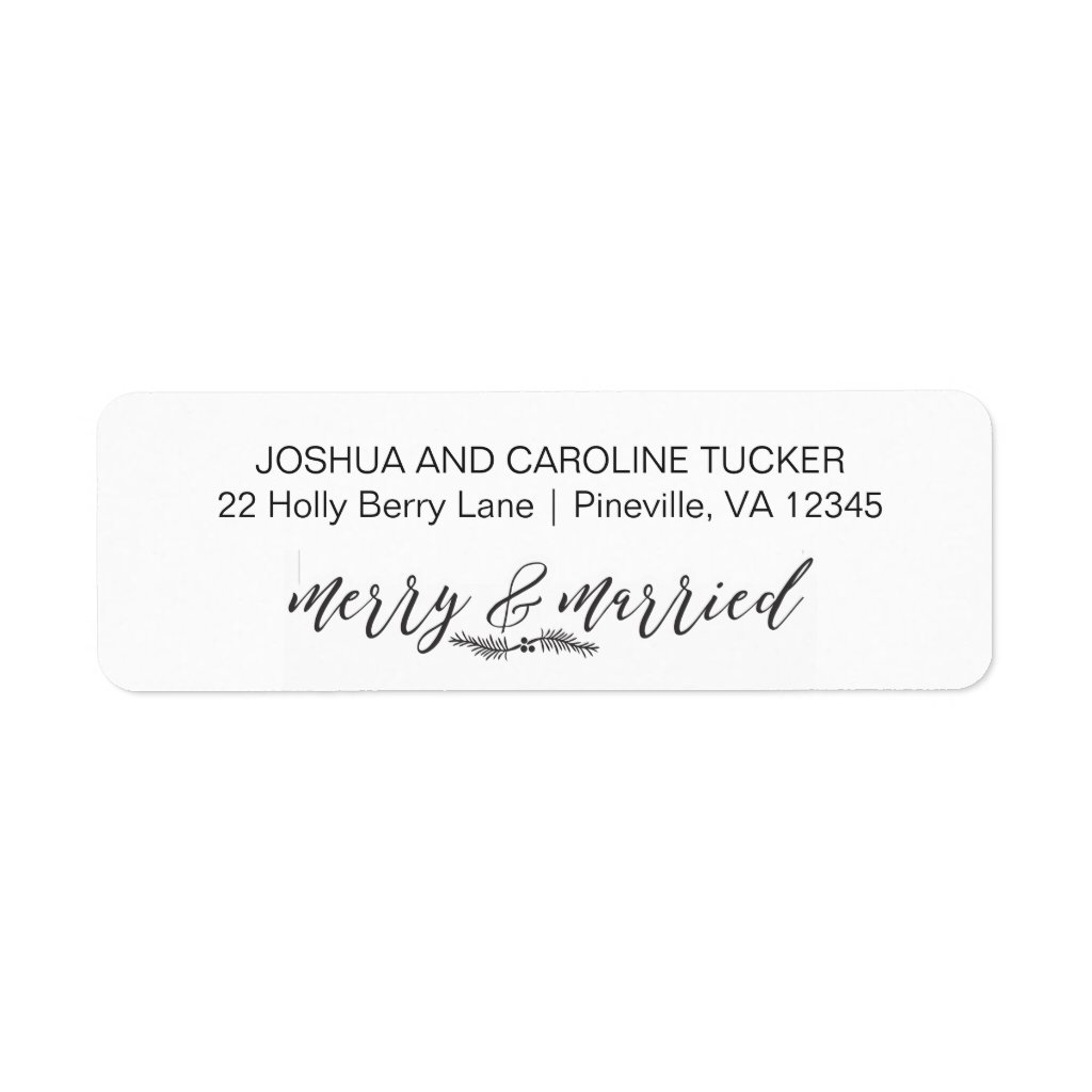 Merry & Married Pine Branch Return Address Label