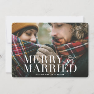 Merry & Married red plaid photo card