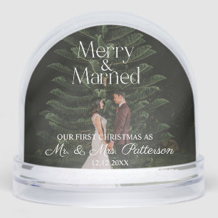 Merry & Married Wedding First Christmas Snow Globe