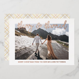 Merry & Married Wedding Mr & Mrs First Christmas Foil Invitation