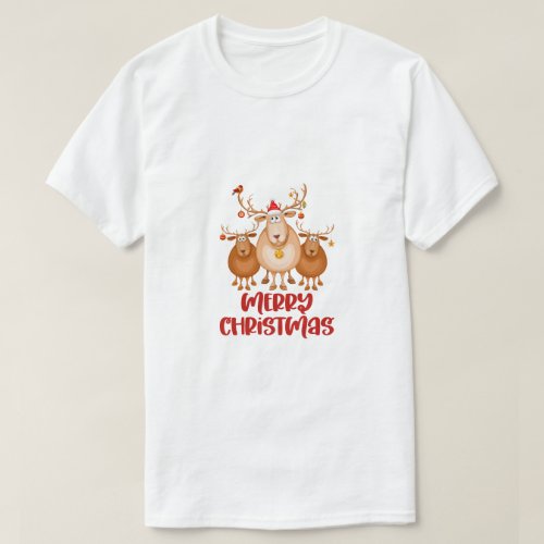 Merry Marsh Deer Trio Festive Wetland Wishes T_Shirt