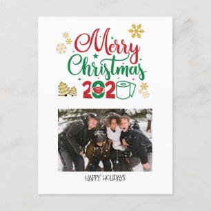 Merry & Masked Christmas 2020 Photo Holiday Postcard